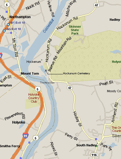 Map to Hockanum Cemetery