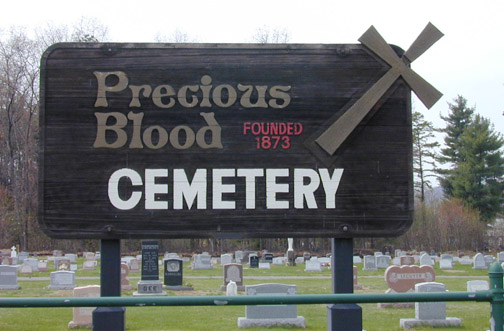 Precious Blood Cemetery Sign